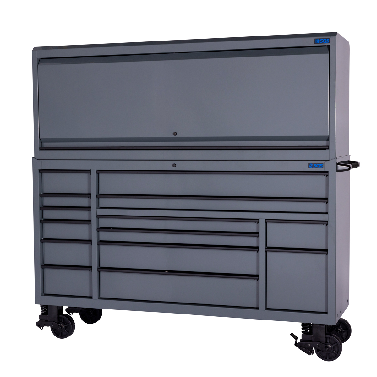 SGS 72in Roller Cabinet with Top Hutch | 14 Drawers | Slate Grey